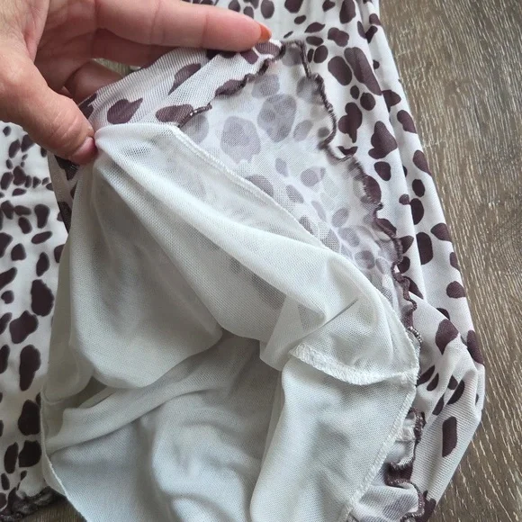 Glassons Animal Print Flare Layered Mesh High Waist Stretchy Pants XS Cow Print - Picture 9 of 12